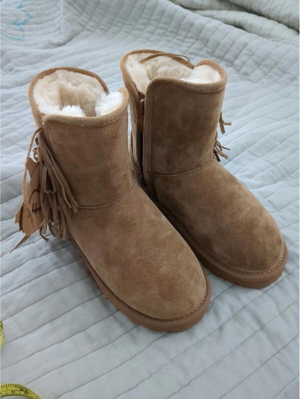 Lamo Boots Toddler 12 Brown Faux Fur Fringe Faux Suede